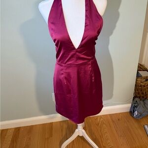 by the way. Deep V-Neck Backless Dress in Burgundy